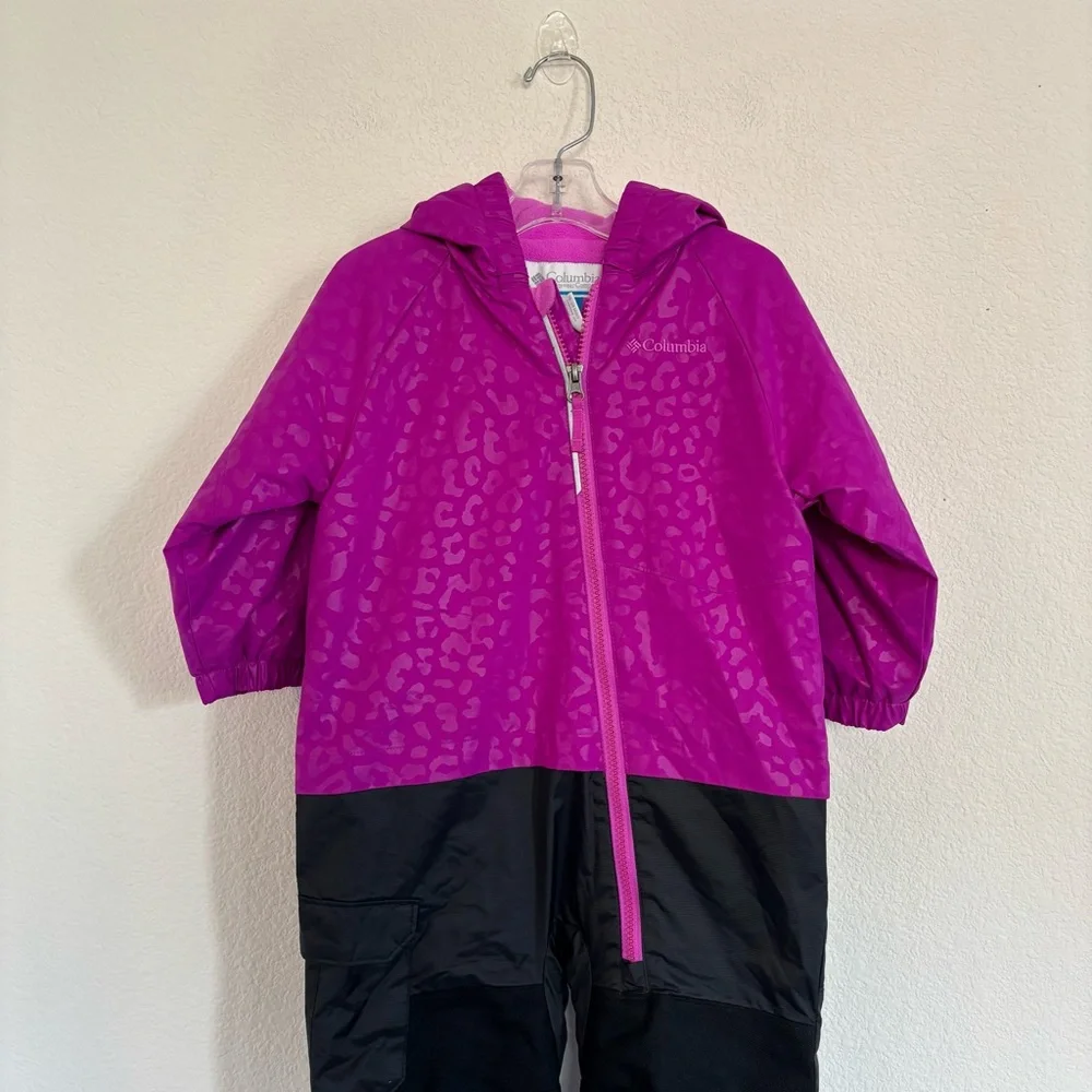 Columbia Sportswear Little Dude Suit Plum Cheetah Black Waterproof 18-24 Months